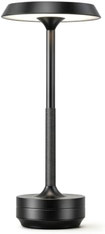 1 Pack Rechargeable Table Lamps Cordless, 5000mAh Outdoor Table Light 3 Color Stepless Dimming Portable LED Table Lamp with Memory Function, for Home/Dinner/Patio/Restaurant.(Black)