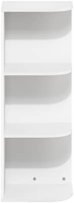 Furinno PASIR Book Shelf, 3-Tier Corner Bookshelf with Open Shelf, Standing Bookcase, 9.3 x 12 x 31.5 for Organization and Storage, for Living Room, Bedroom, Home Office, White