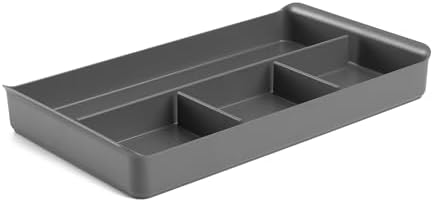 Poppin Drawer Organizer - Filing Drawer Organizer with 4 Compartments, File Cabinet Organizer fits ONLY Stow File Drawers, Sturdy Plastic, Multiple Colors Available (Dark Gray)