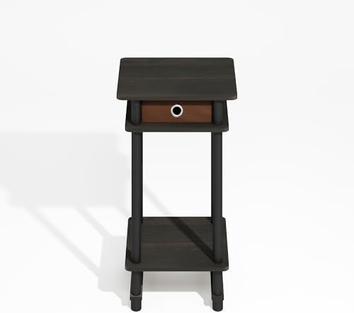Furinno Turn-N-Tube Toolless 3-Tier Compact Side Table, Black Espresso
