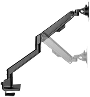 Monoprice Low Profile Single Monitor Gas Spring Desk Mount - Up to 32in/19.8 lbs Screens, Detachable VESA 100x100/75x75 Plate, 180 Degree Wall Stop, Topside Installation