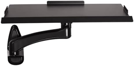Keyboard Tray Wall Mount, Wall Mount Typing Platform, Sit-Stand Keyboard and Mouse Tray, Tilt, Full Motion Swivel, Holds Up to 8KG, Fits Standard Gaming Keyboar,Black-45cm