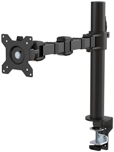 Amazon Basics Single Computer Monitor Stand with Cable Management, Height Adjustable VESA Desk Arm Mount, Fully Adjustable Tilt and Rotation, Steel, Black, Fits 13-30" Screens