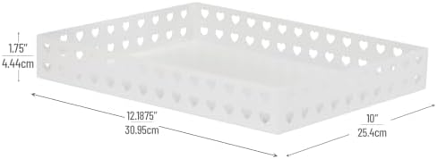 Mind Reader Paper Tray, Metal Letter Size Document Organizer with Heart Cutout Design, Desktop Paper Storage, Non-Skid Base, White
