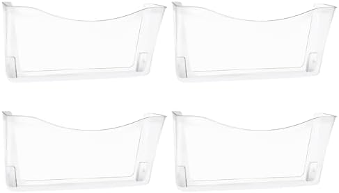 EASEPRES 4 Pack Clear Single Pocket Hanging File Organizer, Plastic Wall Mount Paper Mails Magazines Holder, Mounted Folder Bins for Office, School and Home, 13.85x3.14x6.88 inches