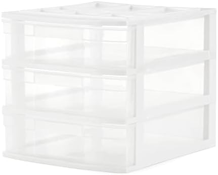 Gracious Living 3-Drawer Desktop & Countertop Organizer, White/Clear