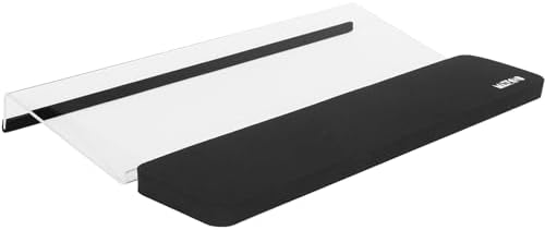MAXECHO Acrylic Tilted Keyboard Riser Stand and Holder with Wrist Arm Rest Support Pad for Computer Desk Desktop, 16.9" Wide