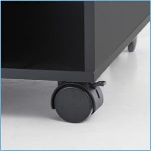 FITUEYES Mobile Printer Stand with Storage, Wood Small Printer Table, Black