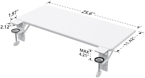 ETHU Foldable Desk Extender Tray with Clamp, 25.6x11.4", White