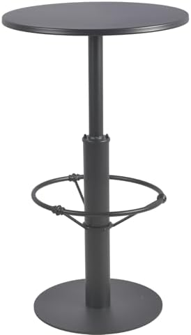 LOKKHAN Premium Black Round Bar Table with Footrest, 23.6in Tabletop, 41in Height, Solid Iron Construction, Weather-Resistant Powder Coating - Ideal for Patio & Bistro Use, Sturdy & Durable