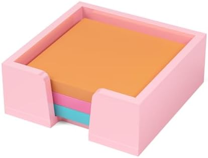 Beego Sticky Note Holder Organizer - 3x3 in Lightpink Acrylic Notepad Holder Acrylic Sticky Note Dispenser Cute Memo Holder (NO PADS) for Dorm Room Office Desk Organization