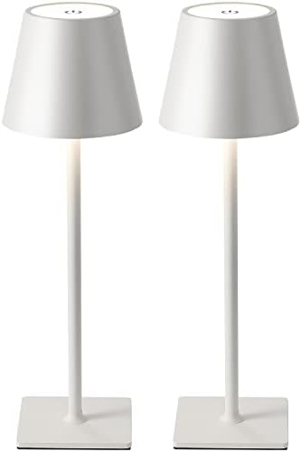 KDG 2 Pack Cordless White Table Lamps, Rechargeable Portable LED Desk Lamps