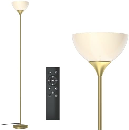 PESRAE Floor Lamp, Remote Control, Stepless Brightness & Color Temperature
