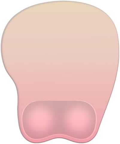 Mouse Pad with Wrist Rest Ergonomic Mouse Pad with Comfortable M-Shape Pain Relief Wrist Support Non-Slip PU Base Mousepad for Laptop, Office & Home (Peach Pink)