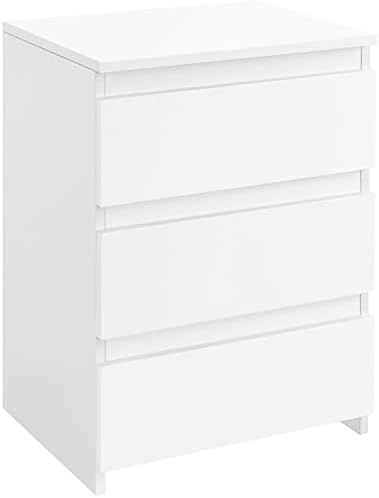 Yaheetech Small Nightstand with 3 Drawers, Bedroom Storage Dresser, White