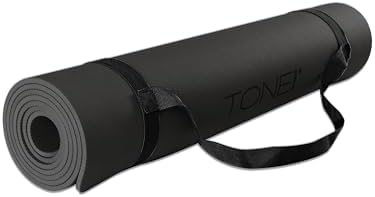 TONE Fitness 1/4" Yoga Mat, Non-Slip Exercise & Pilates Mat with Strap