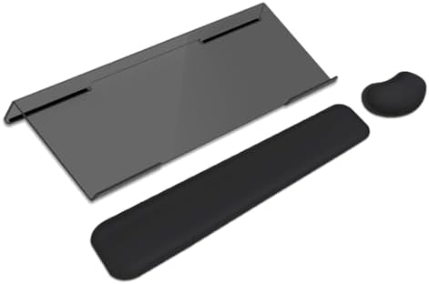 Computer Keyboard Wrist Rest Stand Set for Desktop, Keyboard Holder Easy Typing with Wrist Pad for Office, Home, School - Black