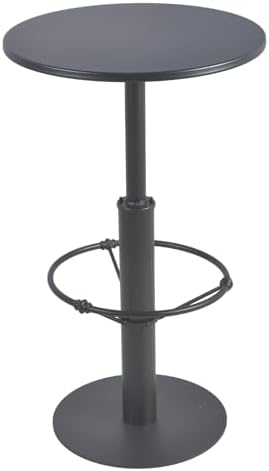 LOKKHAN Premium Black Round Bar Table with Footrest, 23.6in Tabletop, 41in Height, Solid Iron Construction, Weather-Resistant Powder Coating - Ideal for Patio & Bistro Use, Sturdy & Durable