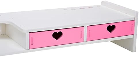 Kawaii Desk Organizer Cute Desk Organizer with Drawers Monitor Riser Stand Monitor Riser Computer Stand for PC, Laptop, Printer