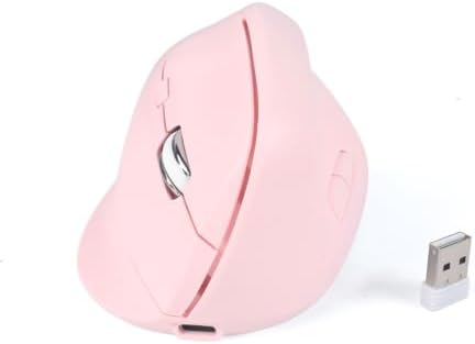 Vertical Wireless Mouse, Ergonomic Design, Dual Mode, 400mAh Type-C, 3 Adjustable Sensitivity Levels,Compatible with Windows/Laptop/Tablet,Suitable for Office & Study (Pink)