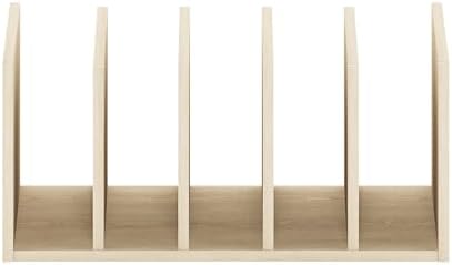 Furinno HERMITE Desk File Folder Organizers, 5-Space Vertical Desktop Office Organization Racks, Desk Top Display Book Shelf, for Paper, Office Supplies, Magazine, Bauhaus Oak