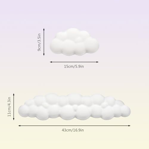 2 PCS Keyboard Cloud Wrist Rest, Memory Foam Keyboard Palm Rest with Non-Slip Base Ergonomic Keyboard Wrist for Pain Relief, Soft Wrist Rest for Office, Computer, Laptop, Gaming Office (White)