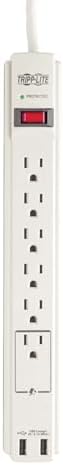 Eaton Tripp Lite TLP606USB 6 Outlet White Surge Protector with USB & USB-C
