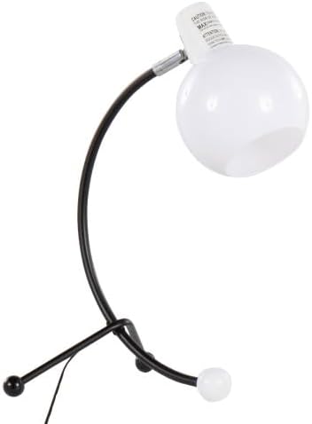 Desk Lamp with Brass Arc & Frosted Glass Globe, Adjustable for Office Dorm