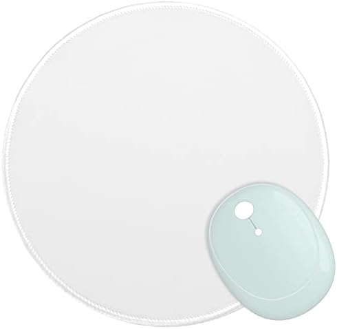 Dapesuom Round Mouse Pad, 8.7 x 8.7 Inch Premium-Textured Washable Non-Slip Rubber Base Cute Small Mouse Mat with Stitched Edge for Men Women Wireless Computer Laptop Gaming Desk Accessories, White
