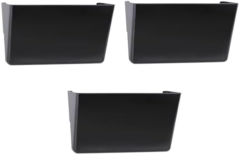EASEPRES 3 Pack Black Plastic Single Pocket Hanging File Organizer, Wall Mount Paper Mails Magazines Holder, Mounted Folder Bins for Office School and Home, 12.99x4.13x7.48 inches