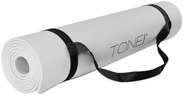 TONE Fitness 1/4" Yoga Mat, Non-Slip Exercise & Pilates Mat with Strap