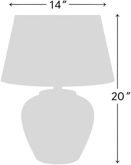Nourison Home 20" Brown Matte Ceramic Table Lamp with Fabric Shade, Bedside Nightstand Lamp for Bedroom, Living Room, Entryway