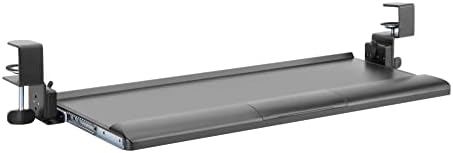 Kantek Desk Clamp Tilting Keyboard Tray, 5 Tilt Angles, Negative and Positive Tilt, Slides Under Desk, 26.8-Inch W x 11.1-Inch D, Black (KT175)