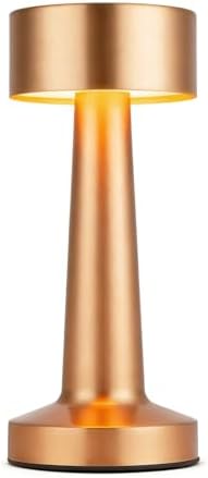 HPUFKOT Portable LED Table Lamp, 3-Levels Brightness Metal Desk Lamp,3 Color Touch Control Rechargeable Lamp, Ideal Bedside Lamp for Nightstand,Bedroom, Living Room (Rose Gold)