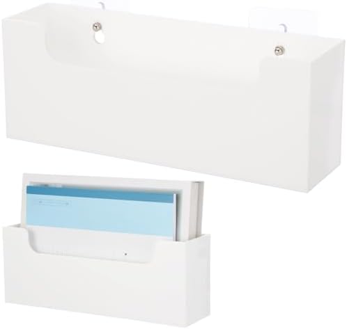 Homaisson Clear Acrylic Mail Holder Box for Desk or Wall Mount, Mail Organizer Countertop, Modern Wall Mounted or Tabletop Mailbox, Letter Storage Organizer Box (White)