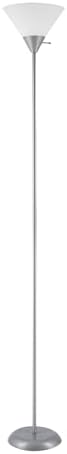 Globe Electric 677150 Elliott 72" Floor Lamp, Silver, White Plastic Shade, On/Off Rotary Switch on Shade, Standing, Living Room Decor, Bedroom, Tall, Corner Light