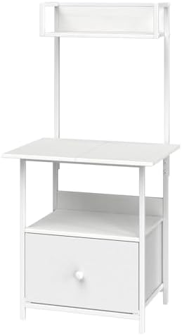 MAHANCRIS Printer Table with Storage, Home Printer Stand with File Cabinet, Fits A4/Letter Size Files, Printer Cabinet with Large Tabletop, Display Shelf, for Home Office, White PTWT3501