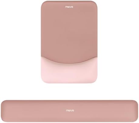 MOSISO Wrist Rest Support Mouse Pad & Keyboard Set, Salmon Pink