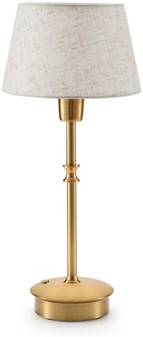 Vintage Small Rechargeable Cordless Table Lamp, Fabric Shade