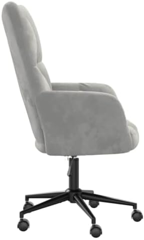 Velvet Relaxing Chair, Adjustable Swivel Office Seat, Light Gray