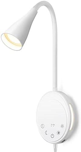 SANKEDOU LED Wall Mounted Reading Light, Book Light for Reading in Bed with Touch Control, 5 Dimmable, USB Output, Night Light & Timers Function, Flexible Gooseneck Headboard Bed Lights (White)