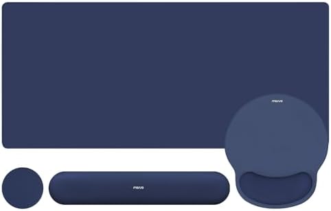 MOSISO Wrist Rest for Mouse Pad Set, Large Gaming Deskpad, Navy Blue