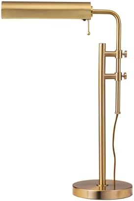 O'Bright Aurora LED Pharmacy Desk Lamp - Swing Arm, Industrial Design for Reading, Crafting, Work,10W LED, Adjustable Height 18.5-24.5 inches - Ideal for Living Room, Bedside, Office, Antique Brass