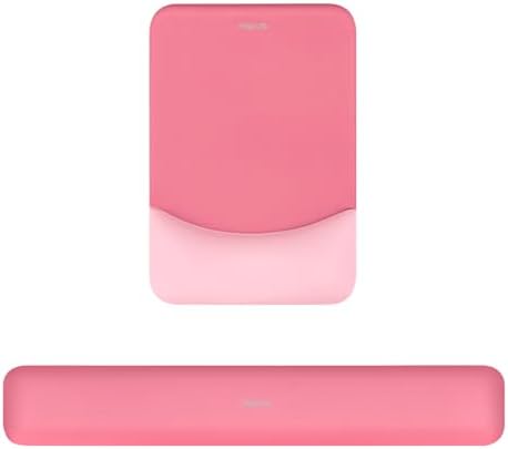 MOSISO Wrist Rest Support Mouse Pad & Keyboard Set, Melon Pink