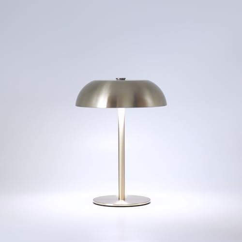 Cordless LED Mushroom Table Lamp, 5200mAh Battery, Dimmable 3 Color, Silver