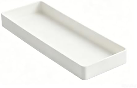 Amazon Basics Rectangular Plastic Desk Organizer, Half Accessory Tray for Office Supplies and Workspace Organization, 9.4" x 3.3" x 1", White