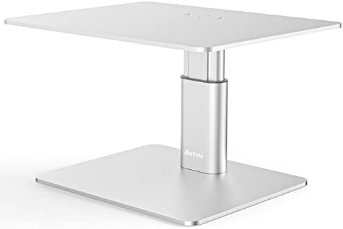 BoYata Monitor Stand, Adjustable Height Metal Desktop Riser, Silver