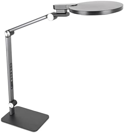 LED Desk Lamp, Full Spectrums Eye Care Table Lamp, Dimmable Small Task Light with 1600lm, 4 Axis Rotation Foldable, Dual USB Charging Ports & 45Min Timer, Ideal for Home Office (US Plug)