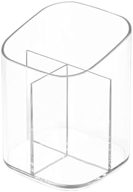 Newkita Acrylic Clear 3 Slots Pencil Pen Holder for Desk, Desktop Makeup Brush Storage Organizer Pen Cup Stand for Office School Home
