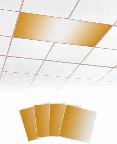 Orange Magnetic Fluorescent Light Covers for Ceiling Lights 2 x 4 Feet,White Geometric Country French Farmhouse Stripe Office Classroom Kitchen Drop Ceiling Light Covers Lighting Filters Shade 4 Packs